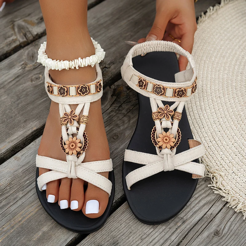 Flower Beaded Bohemian Sandals - Anti Loop Rubber ulasan dan harga