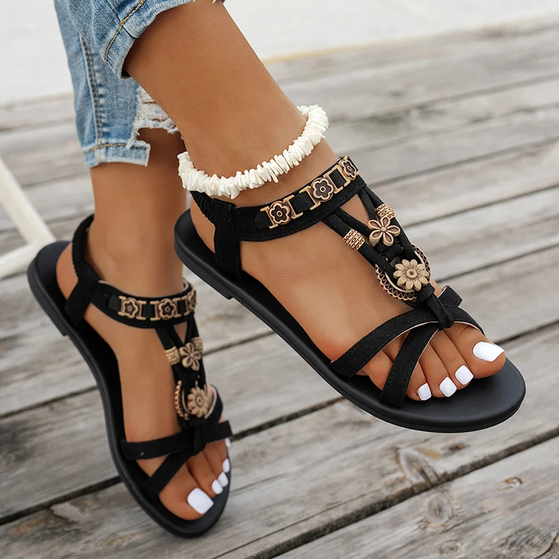 Flower Beaded Bohemian Sandals - Anti Loop Rubber ulasan dan harga