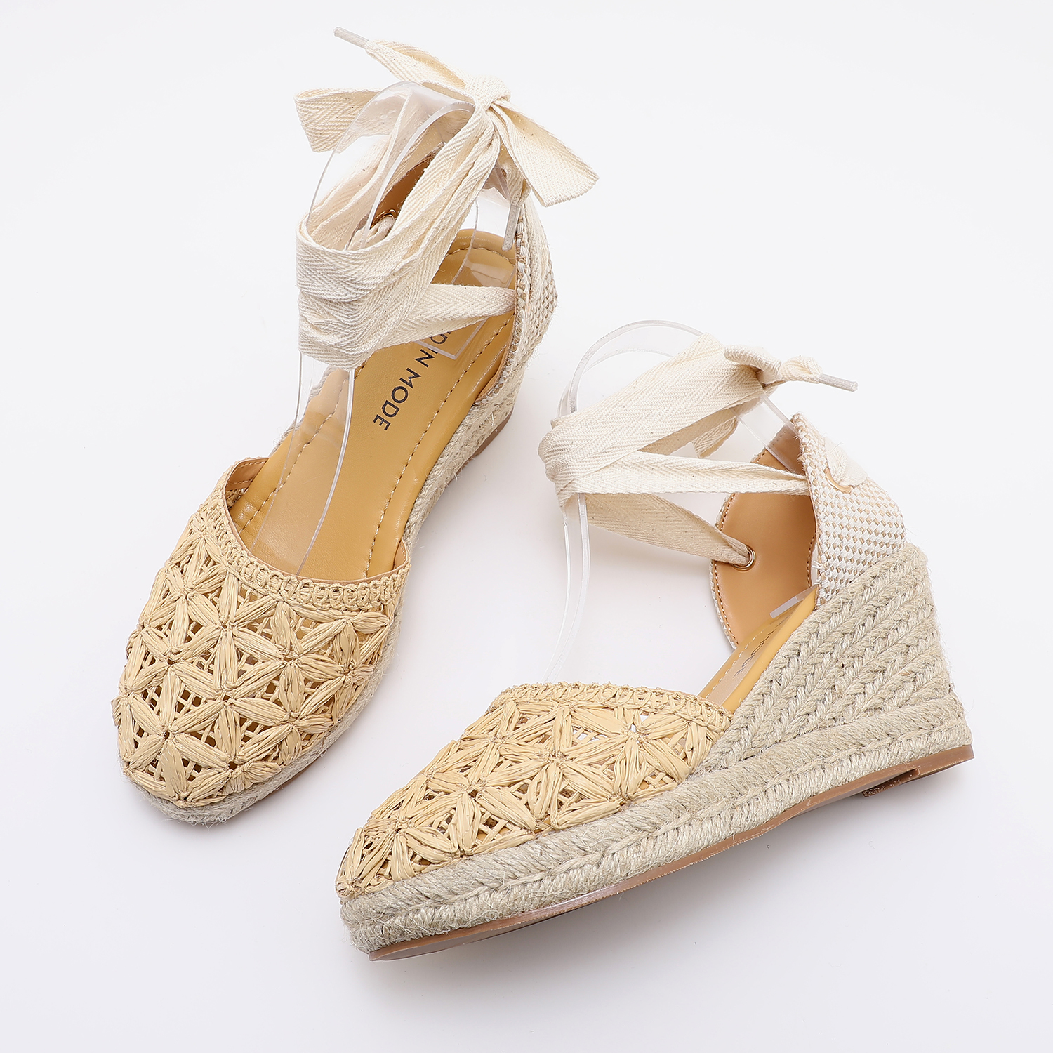 Straw Woven Thick-Soled Bow Ti - Anti Loop Rubber ulasan dan harga