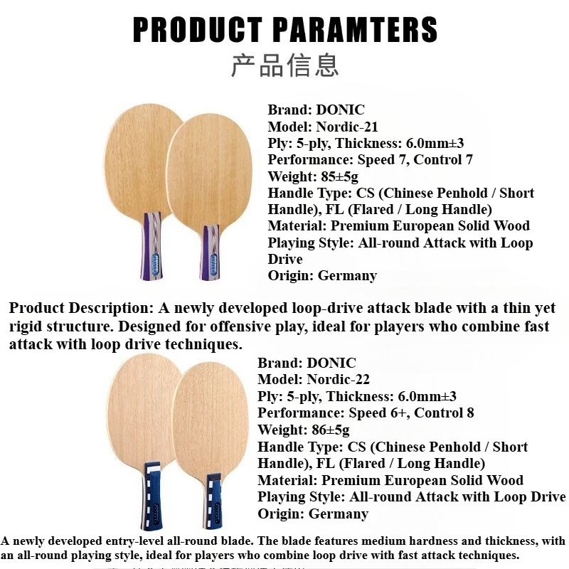 Donic Nordic 21 22 Table Tenni - Table Tennis Paddles ulasan dan harga