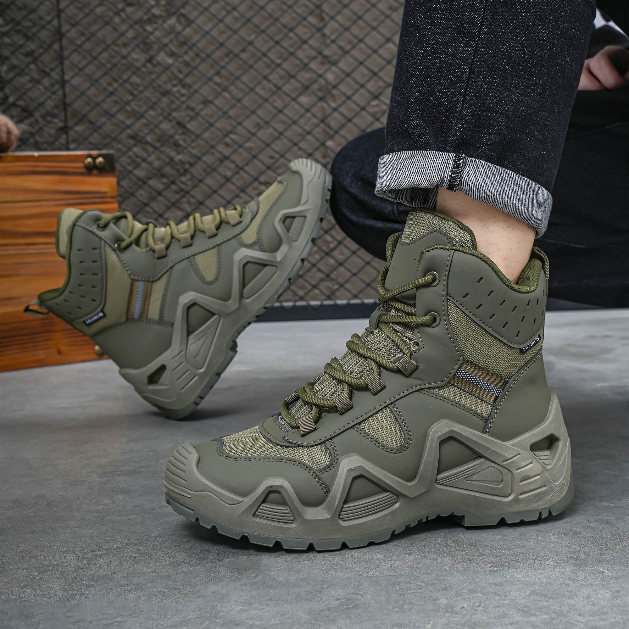 Men's high top boots, hiking b - Anti Loop Rubber ulasan dan harga